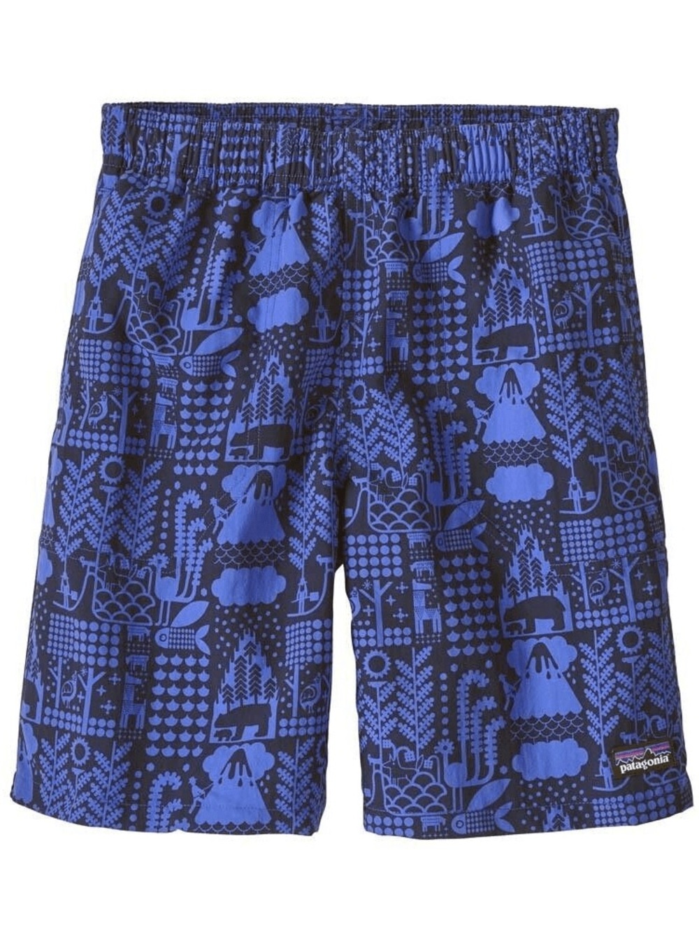 Patagonia Boys' Blue Graphic Swim Trunks